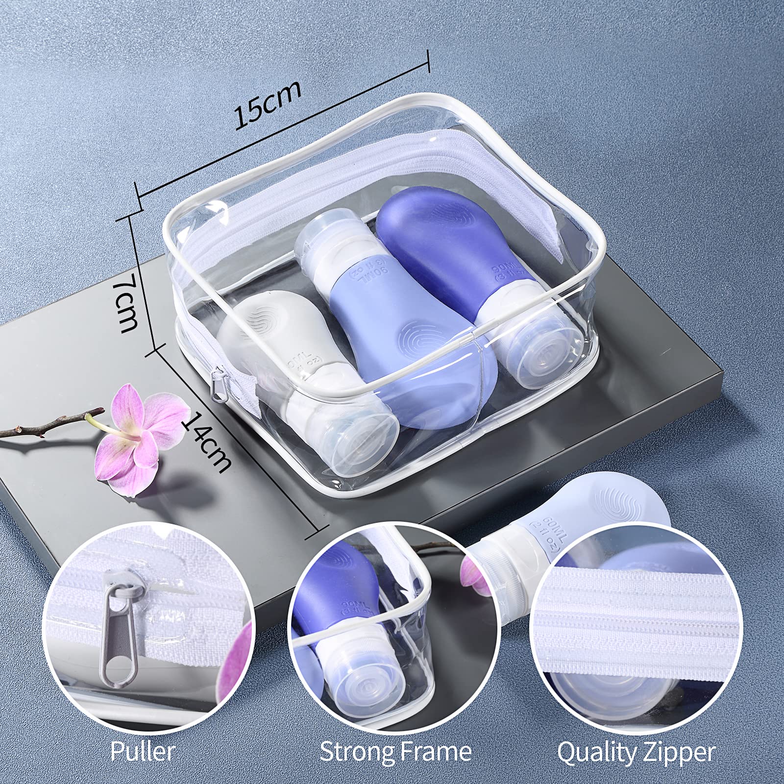 Gemice 16 Pack Silicone Travel Bottles Set For Toiletries, Tsa Approved Travel Size Containers Leak Proof Silicone Squeezable Tr